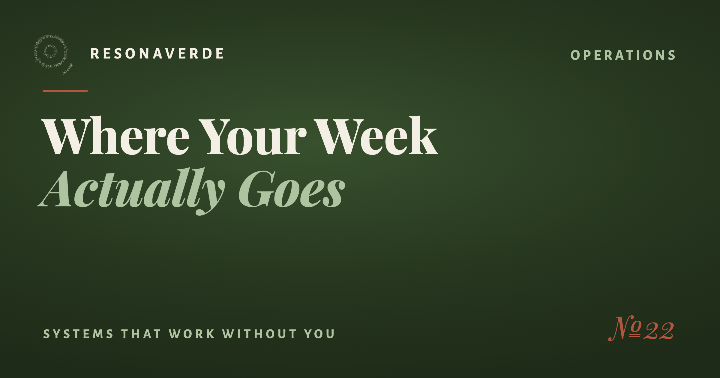 Resonaverde blog cover, Operations edition, reading Where Your Week Actually Goes